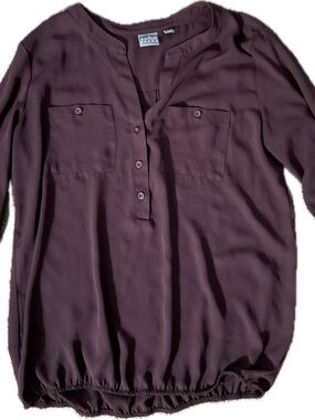SoHo Jeans Plum Split-Neck Henley Tunic